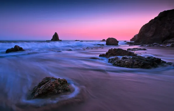 SEA, HORIZON, The OCEAN, COAST, SHORE, ROCKS