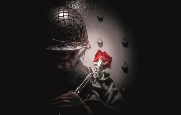 Picture weapons, rose, soldiers, No More War
