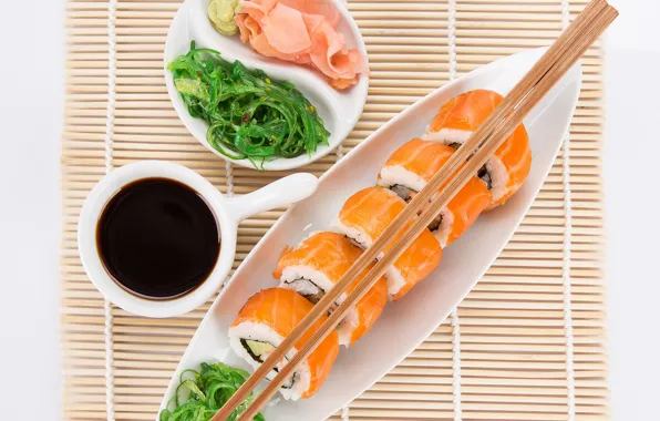 Fish, sauce, rolls