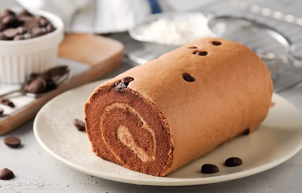 Dessert, cakes, roll
