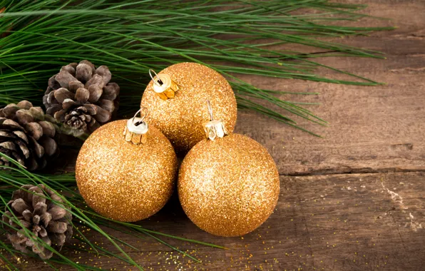 Balls, tree, New Year, Christmas, bumps, wood, merry christmas, decoration