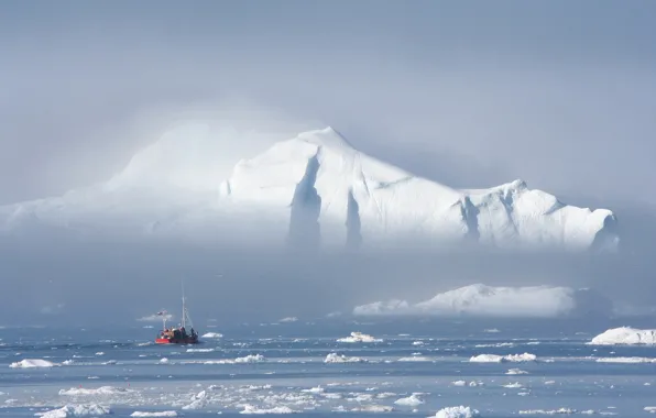 Iceberg, ice, the ship