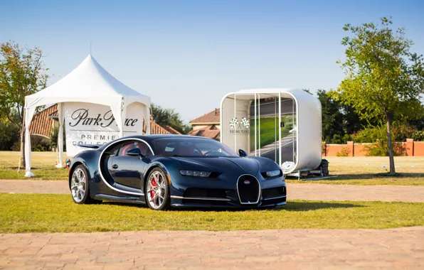 Bugatti, Blue, Chiron, Darck