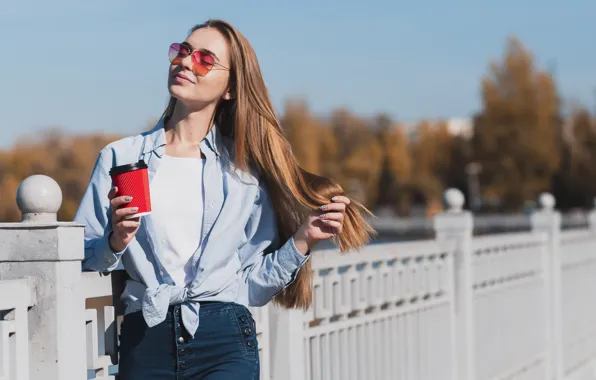 Girl, glasses, smiling