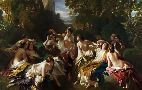 Erotic, picture, mythology, Franz Xaver Winterhalter, Franz Xaver Winterhalter, Florinda