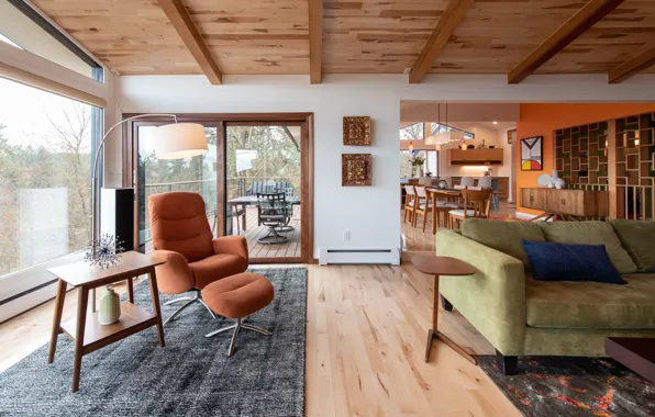 Interior, kitchen, retro style, living room, dining room
