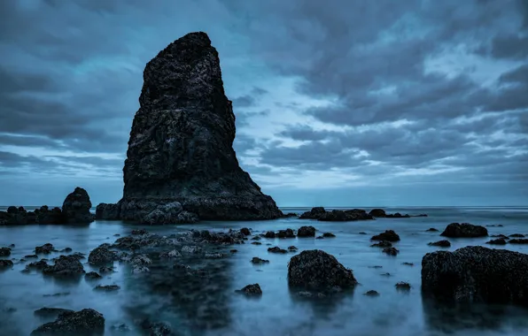 Sea, rock, stones, Oregon, USA, Cannon Beach