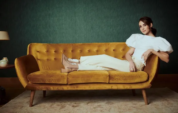 Look, girl, pose, room, sofa, actress, blouse, beautiful