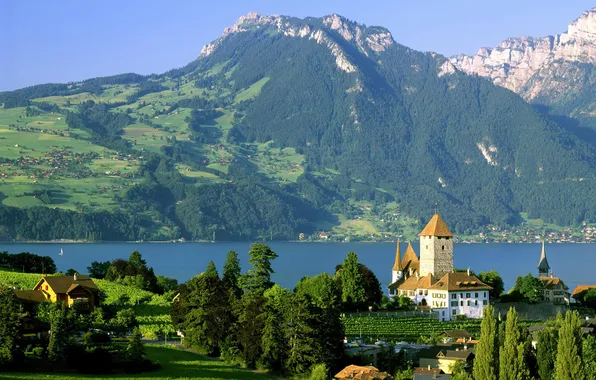 River, mountain, home