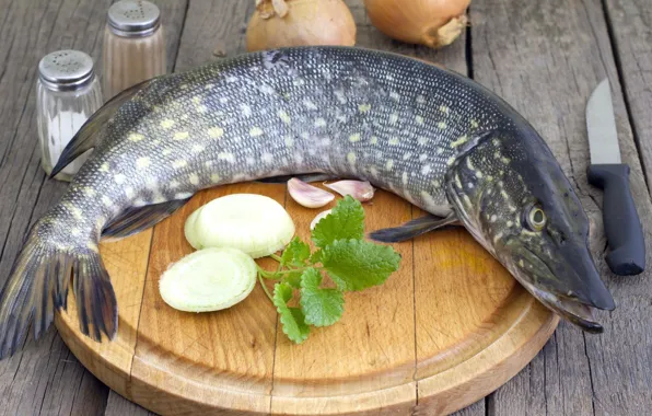 Egg, fish, bow, spices, pike