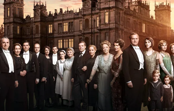 Picture collage, actor, the series, drama, characters, Downton Abbey