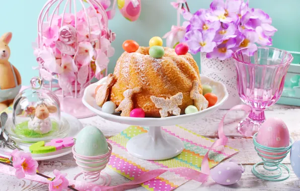 Picture flowers, eggs, spring, Easter, flowers, spring, cupcake, Easter