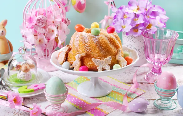 Flowers, eggs, spring, Easter, flowers, spring, cupcake, Easter