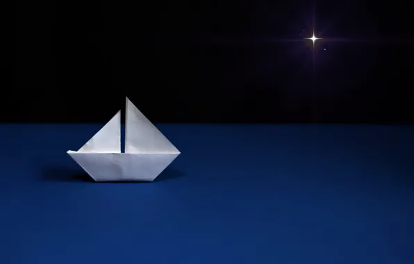 Picture sea, ship, art, origami