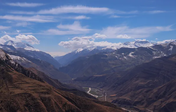 Clouds, mountains, beauty, Mountain landscape, prstor, Magov Marat