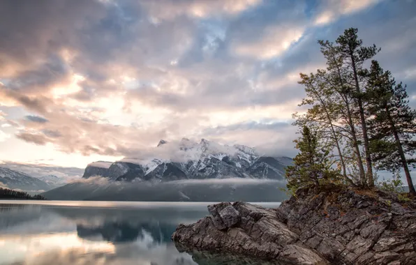 Picture mountains, nature, lake