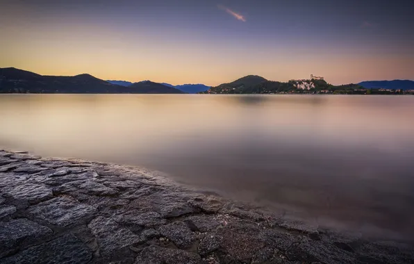 Landscape, mountains, lake, the evening, twilight