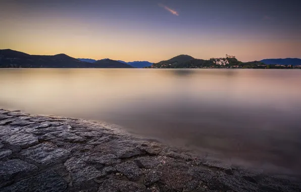 Picture landscape, mountains, lake, the evening, twilight