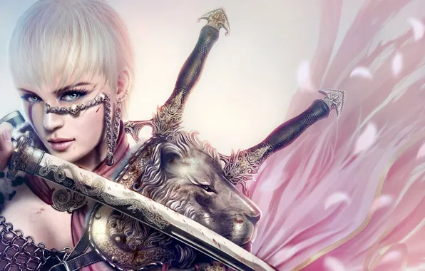 Girl, warrior, swords