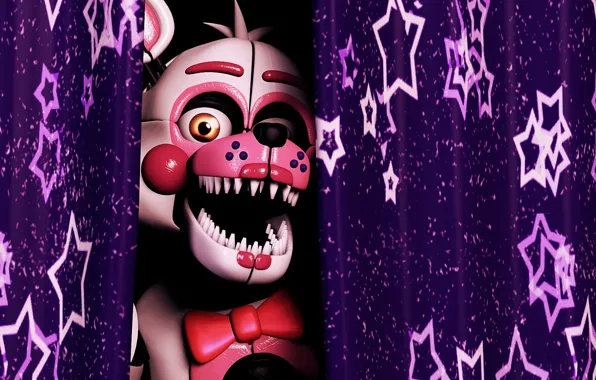 Picture the game, curtain, Five Nights at Freddy's, Five nights at Freddy's, mechanical doll