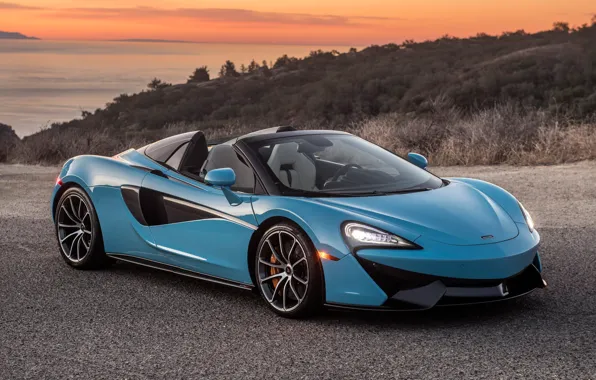 Sunset, McLaren, supercar, 2018, Spider, 570S