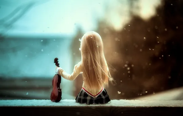 Picture violin, doll, Serenade of snow
