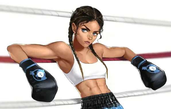 Picture girl, art, boxing, sports