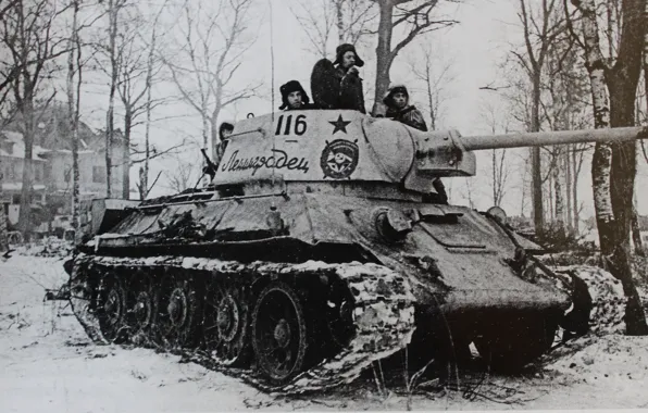 Photo, tank, Soviet, average, T-34-85, Leningrad