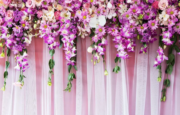 Picture Flowers, texture, tulle, decoration flowers, drape, flower garlands