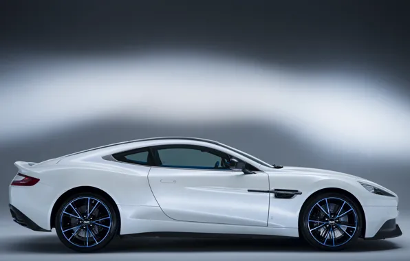 Picture auto, white, Aston Martin, side view, Vanquish Q
