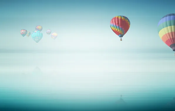 The sky, balloon, balloons, landscapes, flight