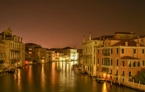 The sky, night, lights, home, Italy, Venice, channel