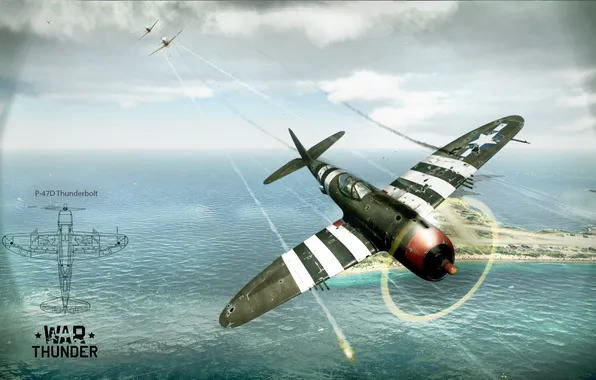 Picture USA, America, the plane, fighter-bomber, MMO, War Thunder, Gaijin Entertainment, P-47D Thunderbolt