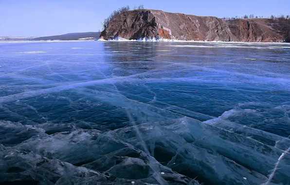 Winter, landscape, nature, lake, ice, Baikal