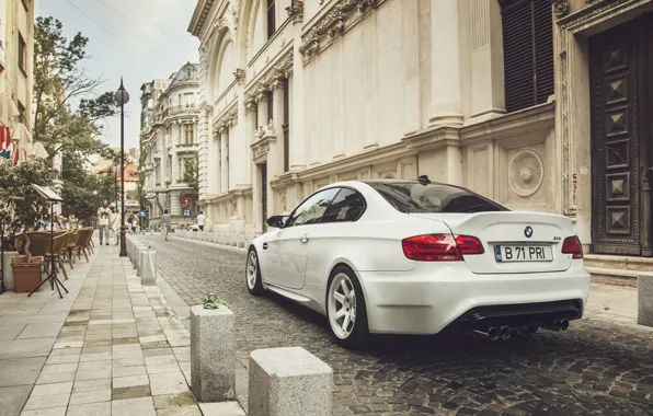 Picture BMW, City, Car, White, E92, Tuning, Sport, Rear