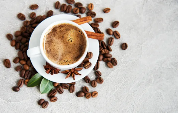 Picture coffee, Cup, coffee beans