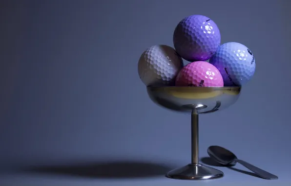 Spoon, grey background, the Golf ball, ramekin