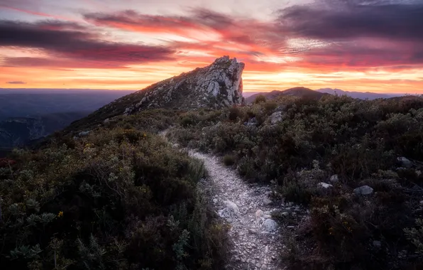 Picture sunset, mountains, nature