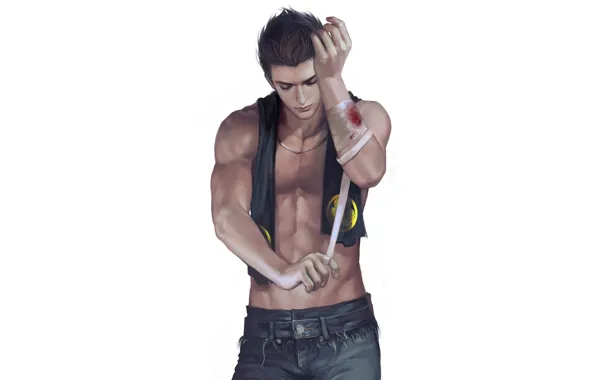 Blood, guy, handsome, wound, bandage, adorable, Sengoku Basara