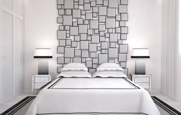Picture design, bed, bedroom