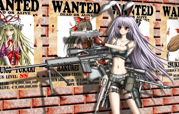 Picture girl, weapons, anime, art, ears, touhou, posters, strikingly is wait