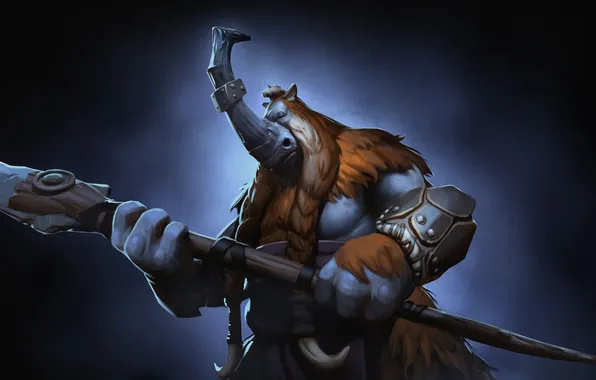 Picture art, hero, spear, Rhino, DotA, Defense of the Ancients, splash artwork, DotA 2