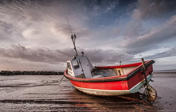 Sea, landscape, boat