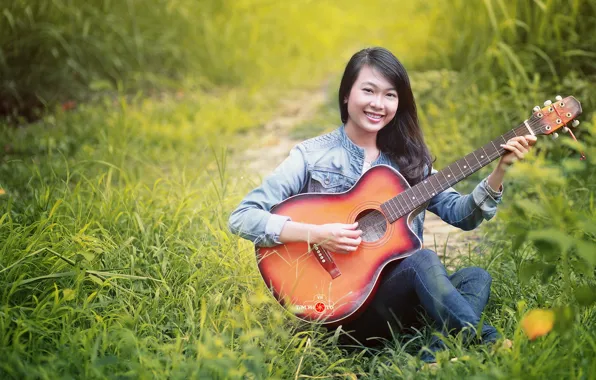 Girl, music, guitar