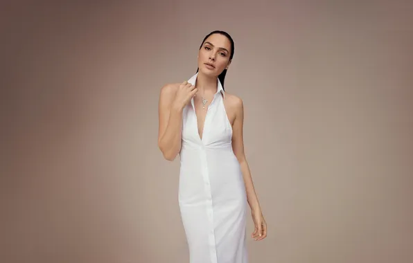 Look, background, portrait, figure, actress, brunette, beauty, white dress
