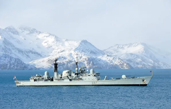 Sea, mountains, Navy, destroyer, Royal, HMS Edinburgh