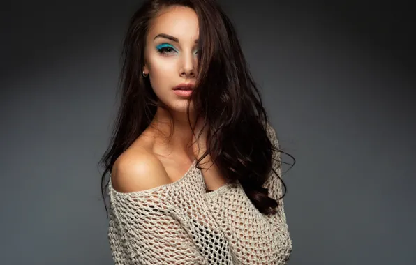 Background, portrait, makeup, brunette, hairstyle, beauty, Joakim Oscarsson, Josefine