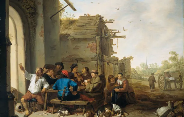 Picture trees, oil, picture, genre, Cornelis Saftleven, Company Farmers