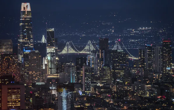 Lights, building, skyscrapers, USA, California, San Francisco