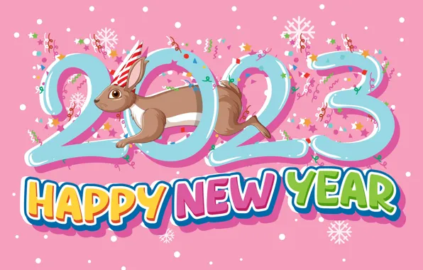 Snow, snowflakes, pose, the inscription, figure, graphics, hare, rabbit